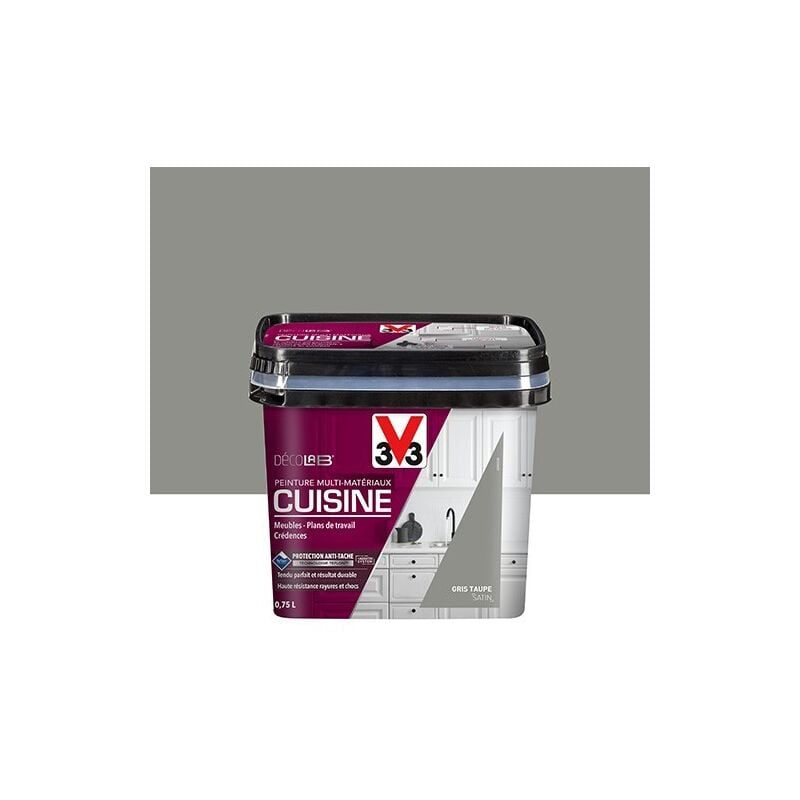 Peinture Multi-Matériaux Cuisine V33 Déco lab Gris taupe Satin 0,75 l