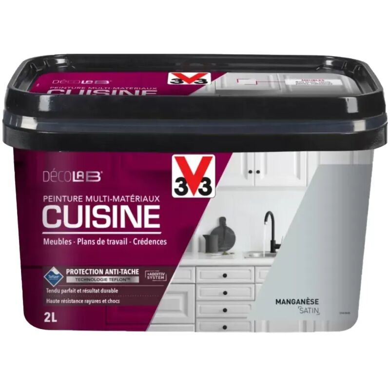 Peinture Multi-Matériaux Cuisine V33 Déco lab Manganèse Satin 2 l
