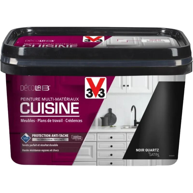 Peinture Multi-Matériaux Cuisine V33 Déco LAB Noir Quartz Satin 2 L