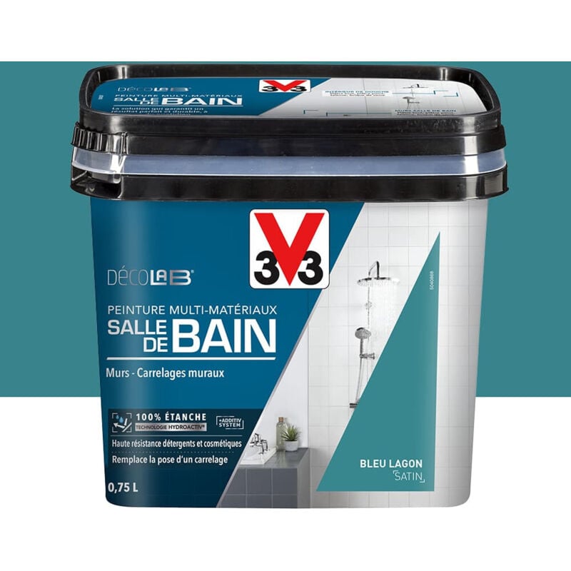 Peinture Multi-Matériaux Salle de bain V33 Deco Lab Bleu lagon 0,75 l