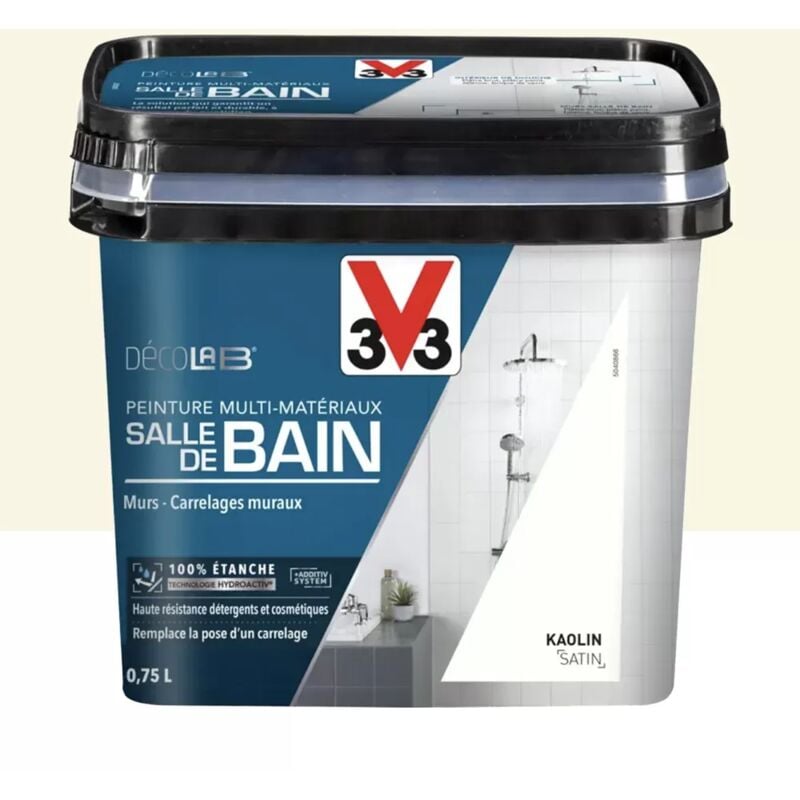 Peinture Multi-Matériaux Salle de bain V33 Deco Lab Kaolin 0,75 L