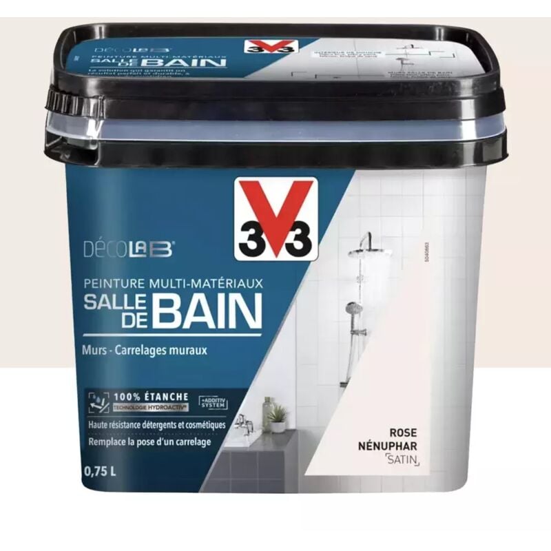 Peinture Multi-Matériaux Salle de bain V33 Deco Lab Rose nenuphar 0,75 l