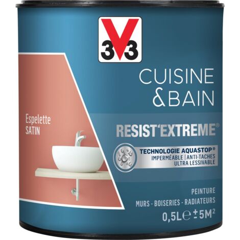 Peinture multi-supports monocouche Cuisine & Bain Resist'Extrême® V33 Espelette satin 0,5L