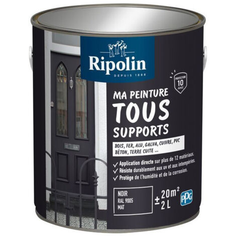 Peinture multi-supports Ripolin 2L Noir RAL 9005 Mat