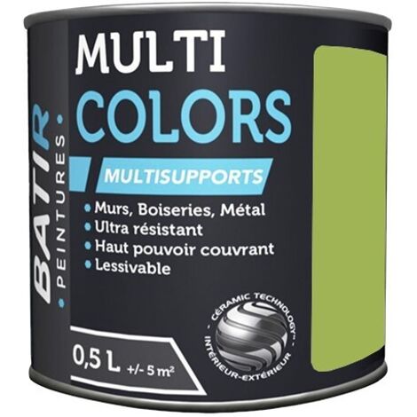Peinture Multi-supports Satin Soyeux 0,5 L Vert Prairie - Batir