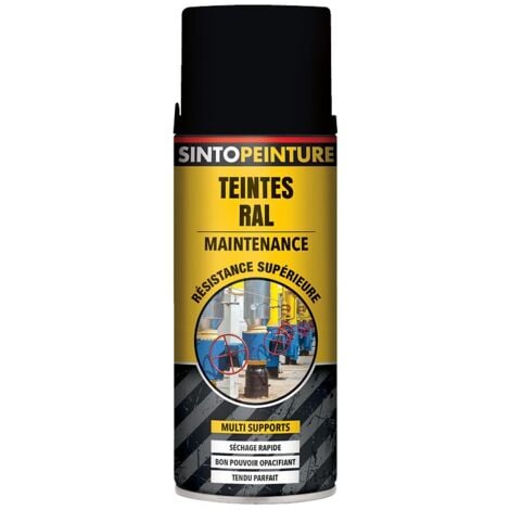 Peinture multi supports Sintopeinture Pro noir satiné aérosol de 400 ml - Sinto