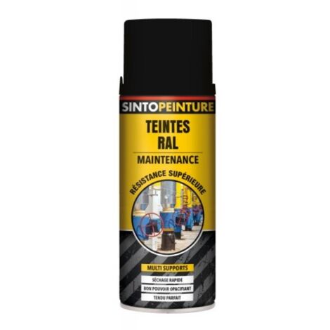 Peinture multi supports Sintopeinture Pro noir brillant aérosol de 400 ml - Noir RAL 9005