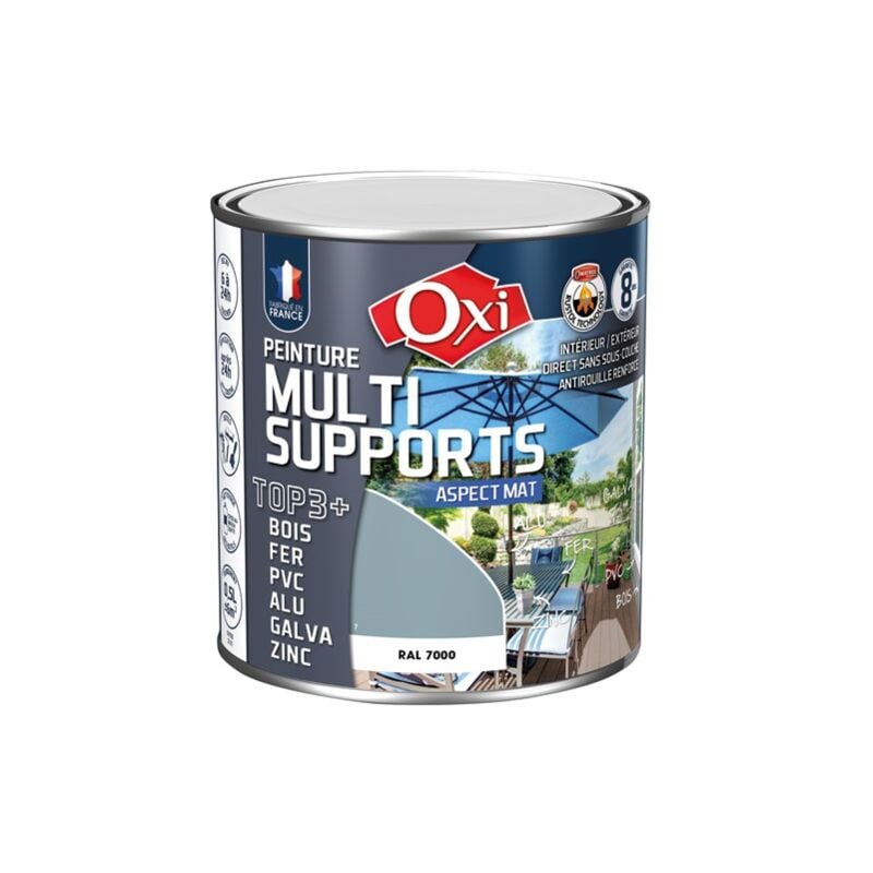 OXI - Peinture top 3 bois fer pvc mat 500ml gris foncé ral7000