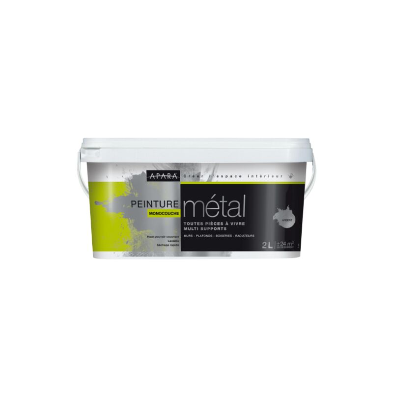 Apara - Peinture multisupport effet métal argent 2L 2 Litres