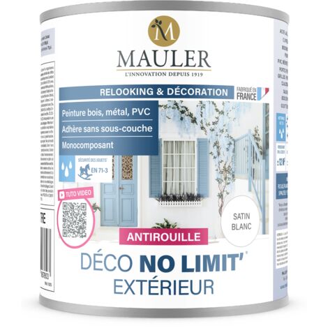 Peinture multisupport extérieur sans sous-couche - 10L Satiné Blanc - Norme NF EN 71-3 - Déco No Limit' Extérieur Mauler