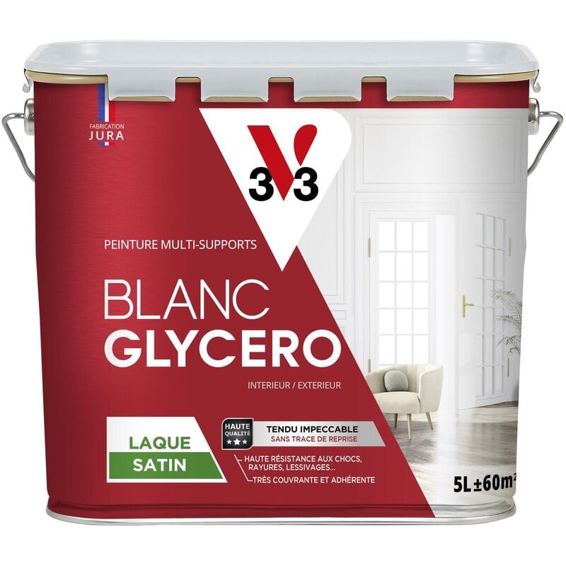Peinture intérieur/extérieur Glycéro monocouche V33 Blanc Satin 5L