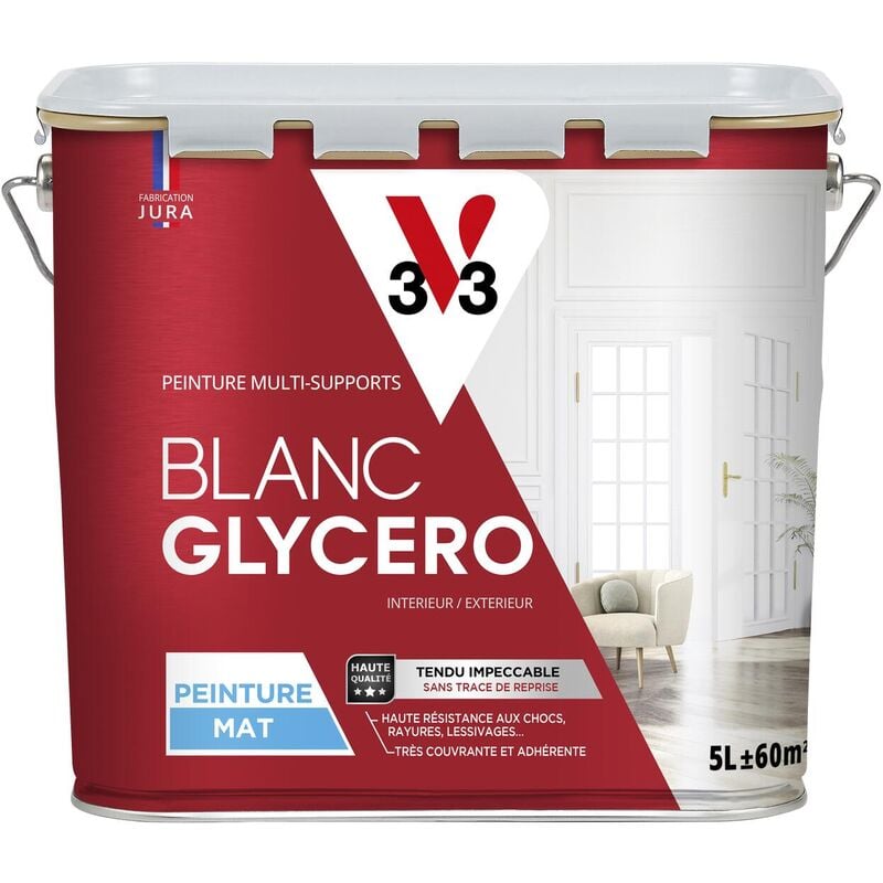Peinture intérieur/extérieur Glycéro monocouche V33 Blanc Mat 5L