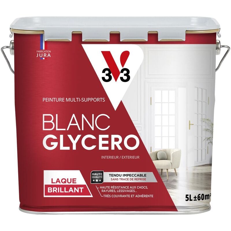 Peinture intérieur/extérieur Glycéro monocouche V33 Blanc Brillant 5L