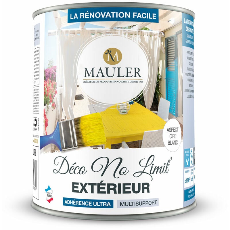 Peinture multisupports extérieure Mauler Deco No Limit' - ral 7001 Gris argent - 1L : Idéale pour le bois, le métal, le pvc, les plastiques