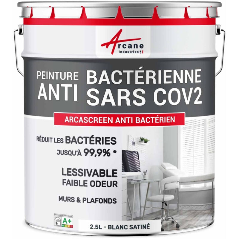 Peinture mur antibactérienne lessivable - 2.5 l Blanc Arcane Industries