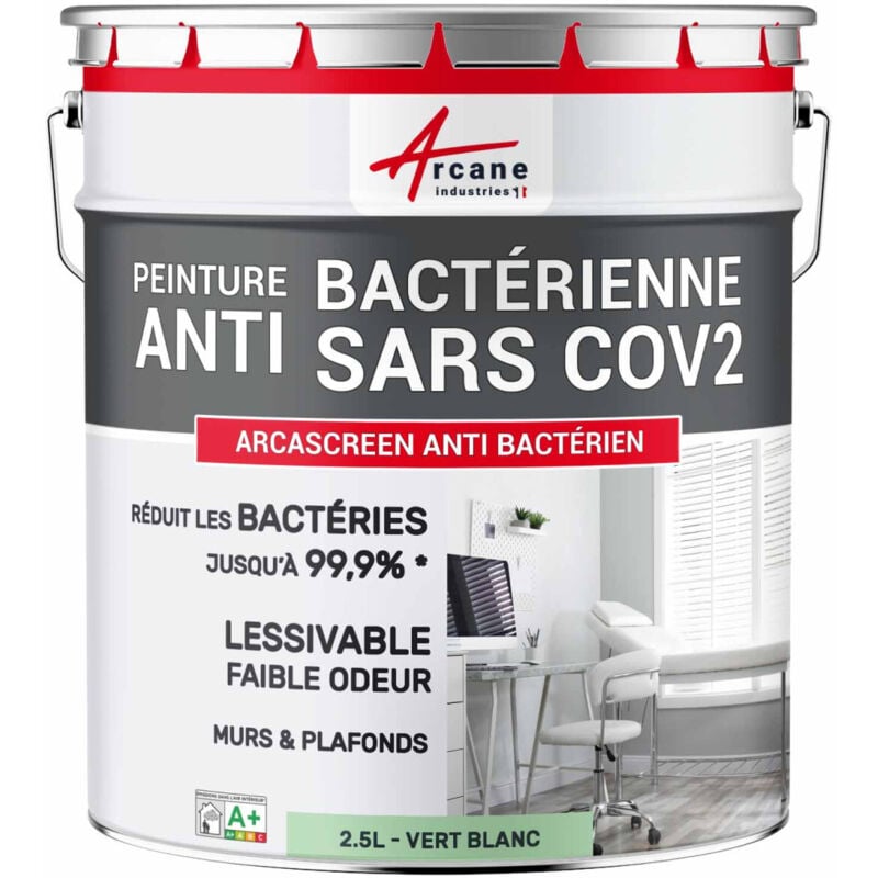 Peinture mur antibactérienne lessivable - 2.5 l Vert Blanc - ral 6019 Arcane Industries