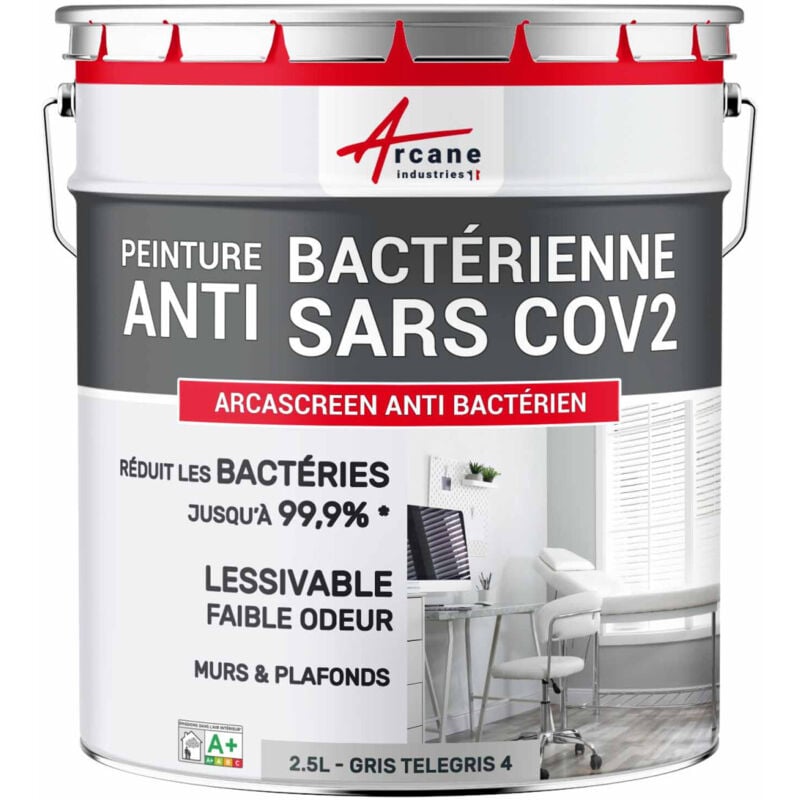 Arcane Industries - Peinture mur antibactérienne lessivable - 2.5 l Telegris 4 - ral 7047