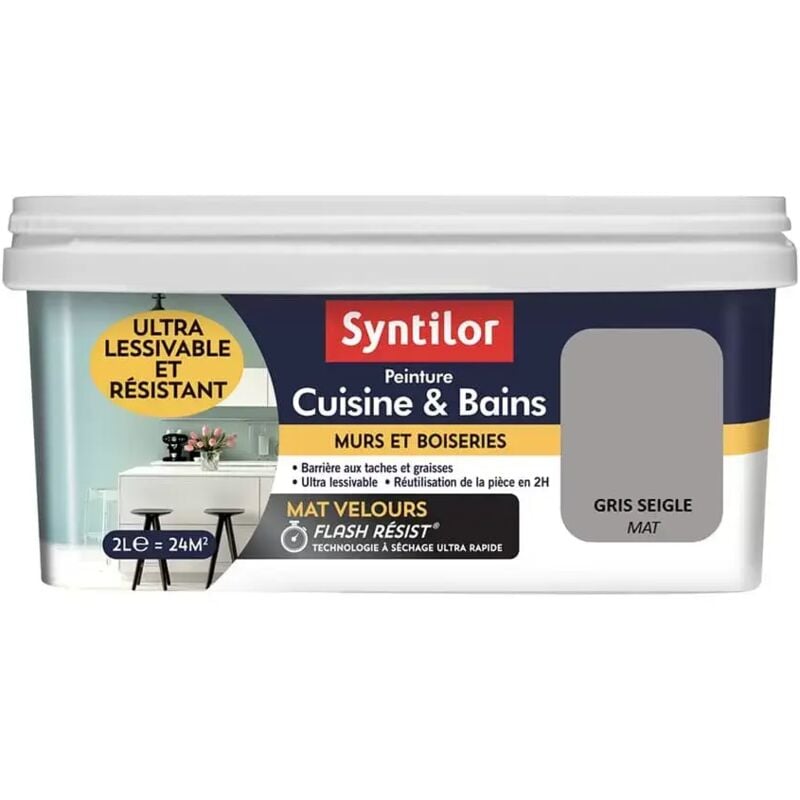 Peinture Cuisine & Bains SYNTILOR Gris seigle 2 L