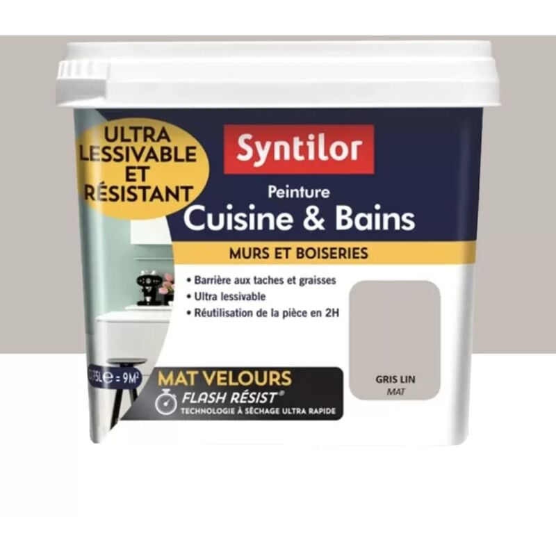Peinture Cuisine & Bains Syntilor Gris lin 0,75 l