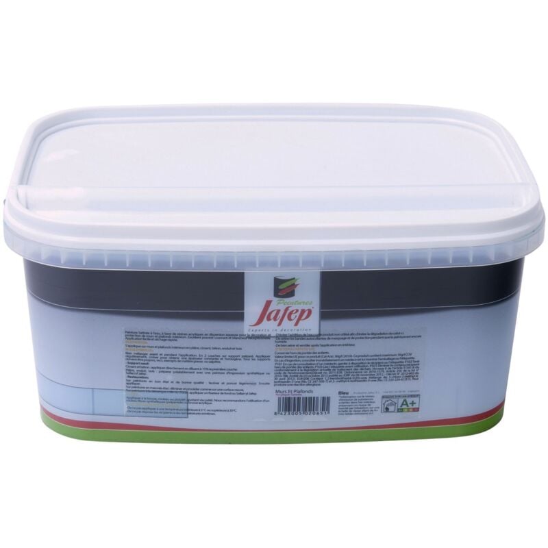Jafep - Peinture mur et plafond satinée bleu 2,5L