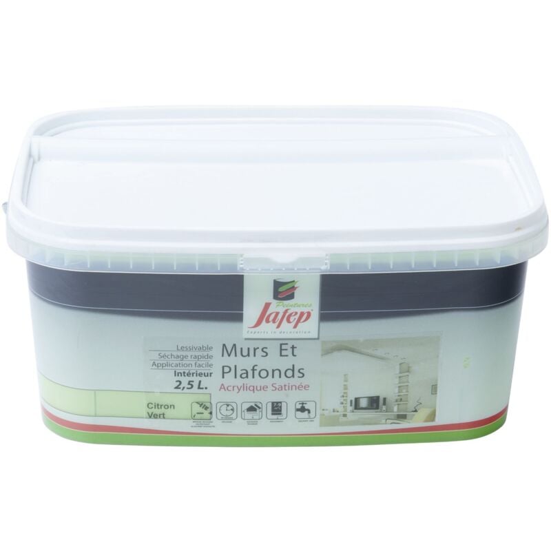 Jafep - Peinture mur et plafond satinée citron vert 2,5L