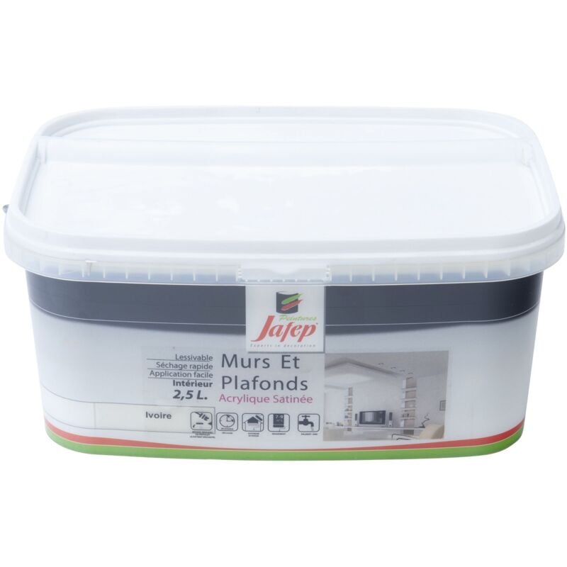 Jafep - Peinture mur et plafond satinée ivoire 2,5L