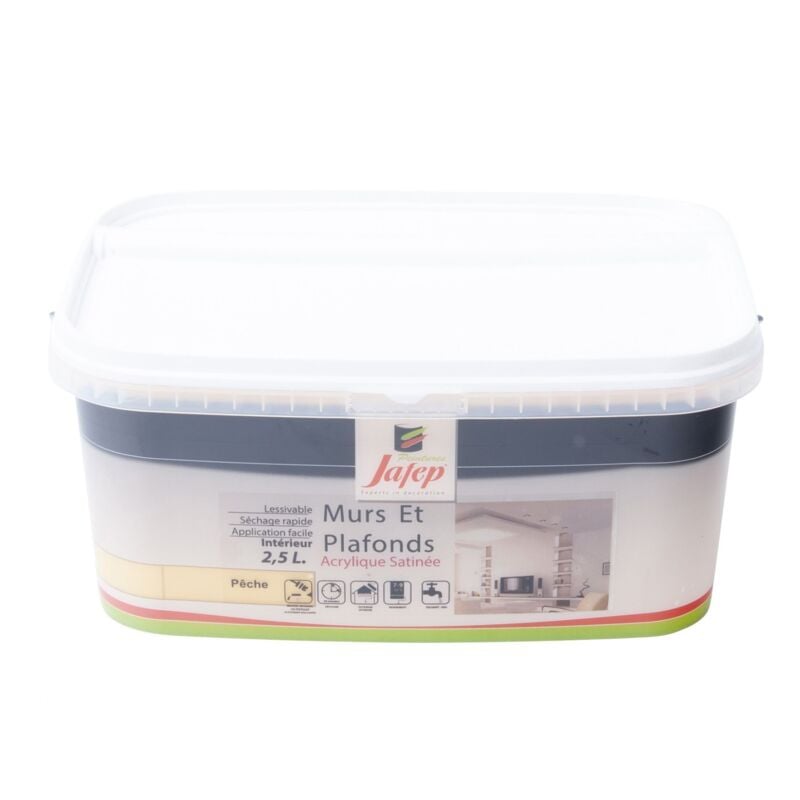 Jafep - Peinture mur et plafond satinée pêche 2,5L