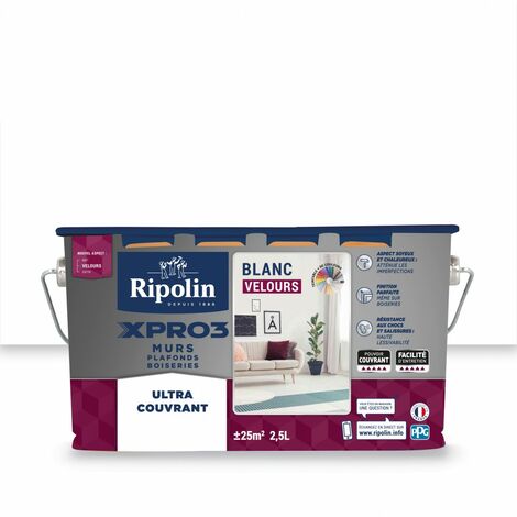 main image of "Peinture mur / plafond / boiserie RIPOLIN Xpro3 blanc velours, 2.5 l"