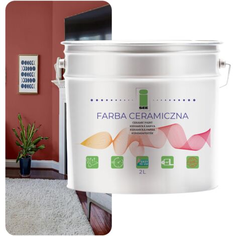 Peinture murale céramique, lavable, rose et bordeaux, 2 L, résistante aux taches