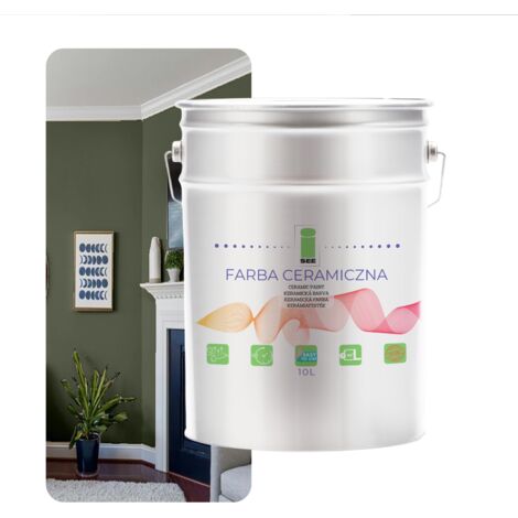 Peinture murale céramique lavable vert olive 10L résistante aux taches