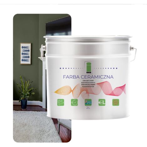 Peinture murale céramique lavable vert olive 2L résistante aux taches