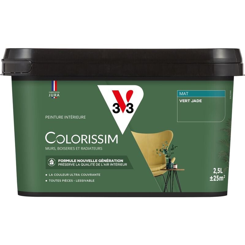 V33 - Peinture murale intérieure Colorissim® Vert jade Mat 2,5L