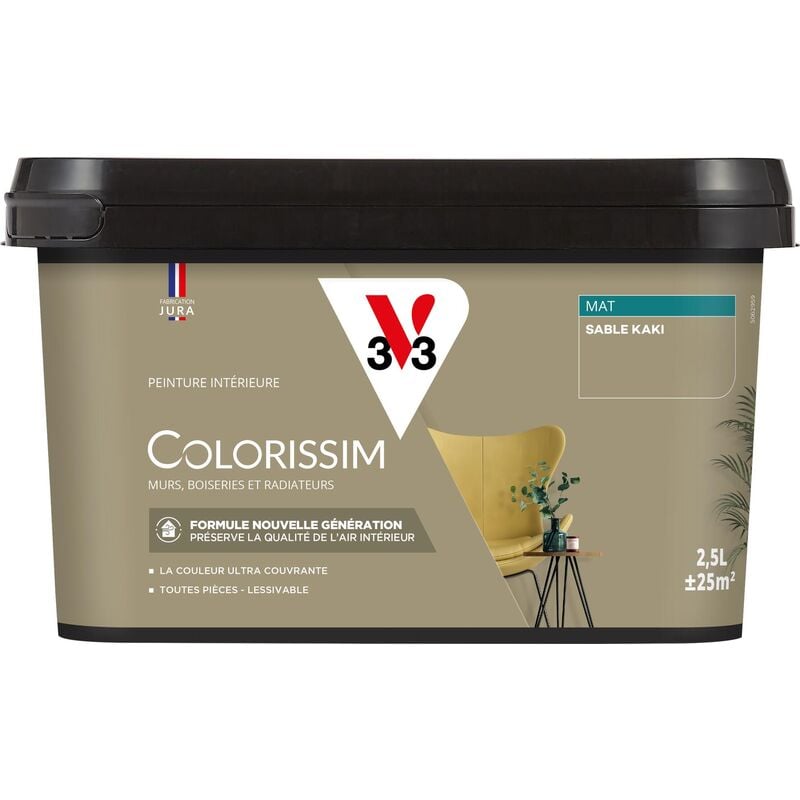 V33 - Peinture murale intérieure Colorissim® Sable kaki Mat 2,5L