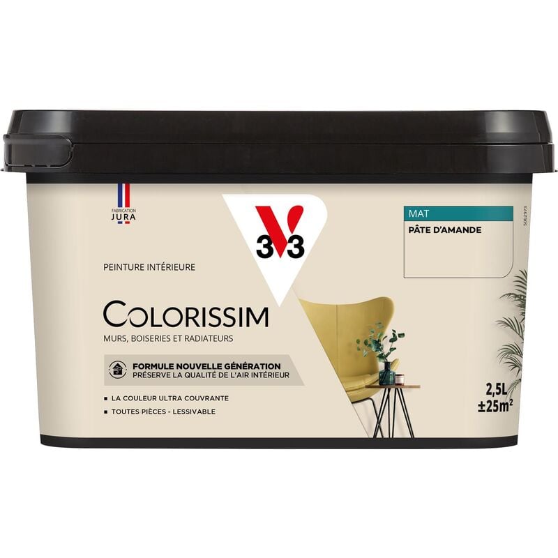 V33 - Peinture murale intérieure Colorissim® Pâte d'amande Mat 2,5L