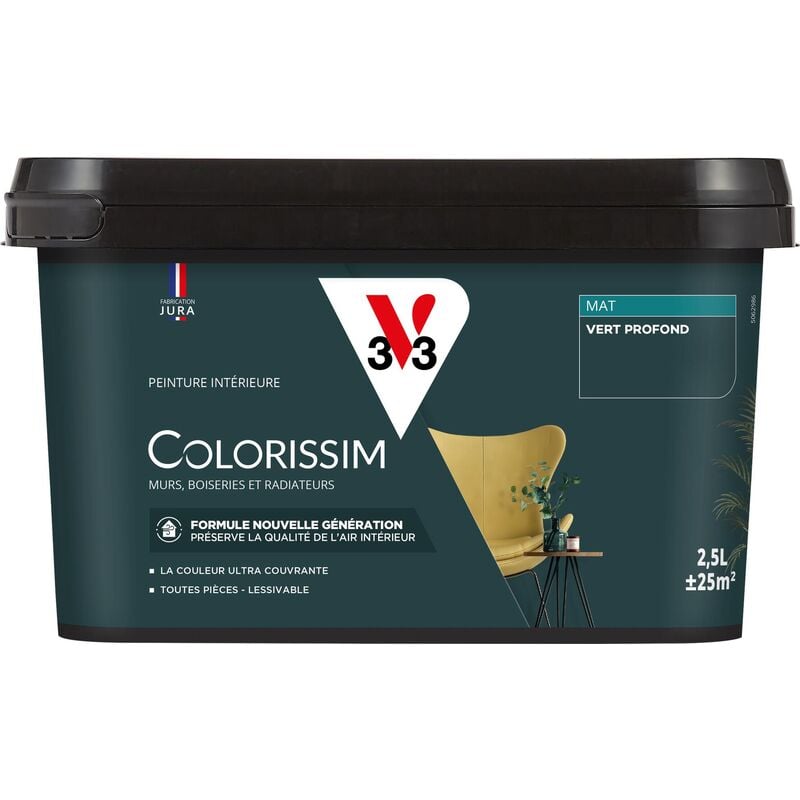 V33 - Peinture murale intérieure Colorissim® Vert profond Mat 2,5L