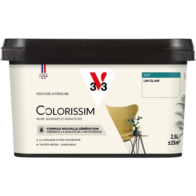 V33 - Peinture murale intérieure Colorissim® Lin clair Mat 2,5L