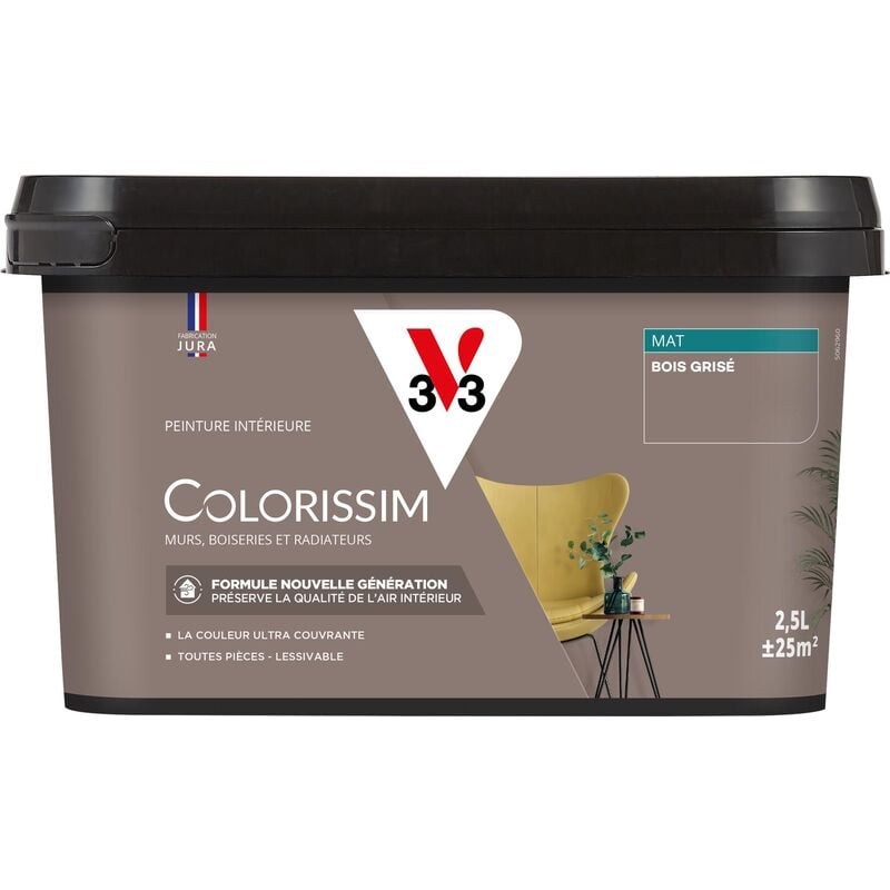 V33 - Peinture murale intérieure Colorissim® Bois grisé Mat 2,5L