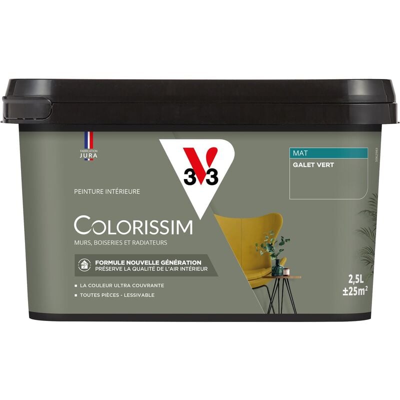 Peinture murale intérieure Colorissim® V33 Galet vert Mat 2,5L