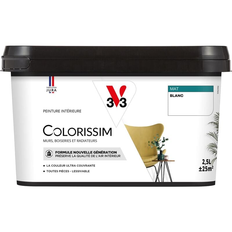 V33 - Peinture murale intérieure Colorissim® Blanc Mat 2,5L
