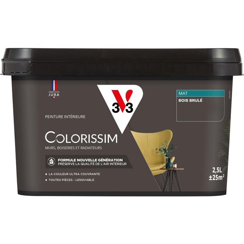 V33 - Peinture murale intérieure Colorissim® Bois brulé Mat 2,5L