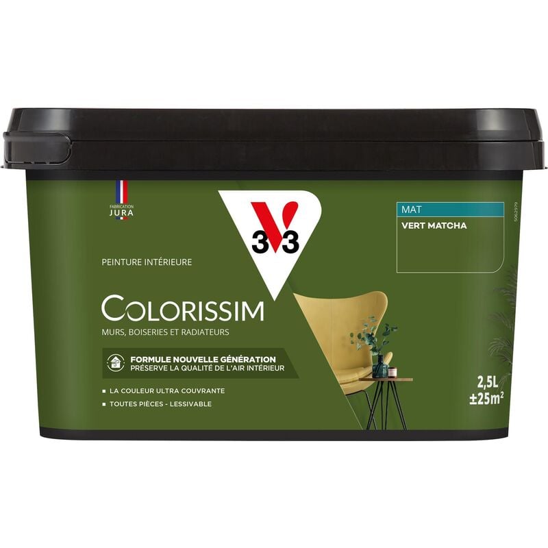 Peinture murale intérieure Colorissim® V33 Vert matcha Mat 2,5L