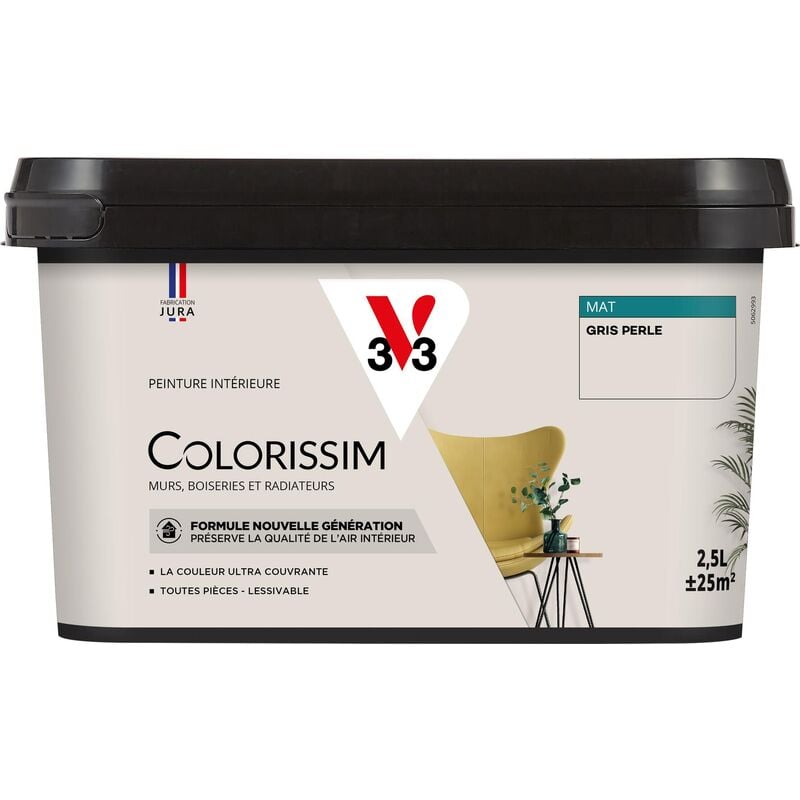 V33 - Peinture murale intérieure Colorissim® Gris perle Mat 2,5L