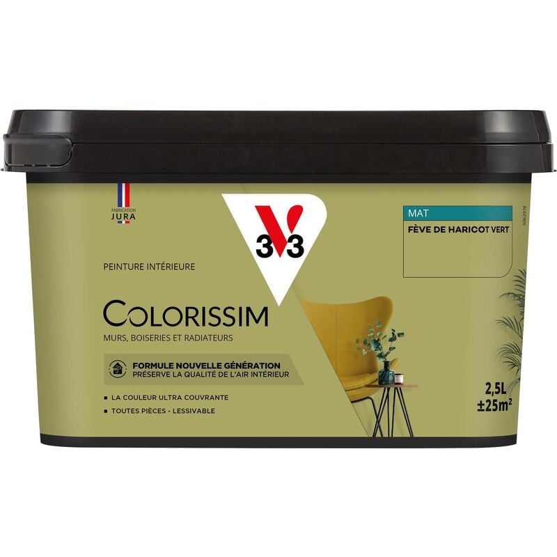V33 - Peinture murale intérieure Colorissim® Fève de haricot vert Mat 2,5L