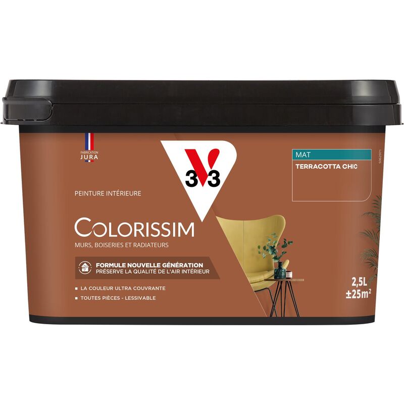 V33 - Peinture murale intérieure Colorissim® Terracotta chic Mat 2,5L