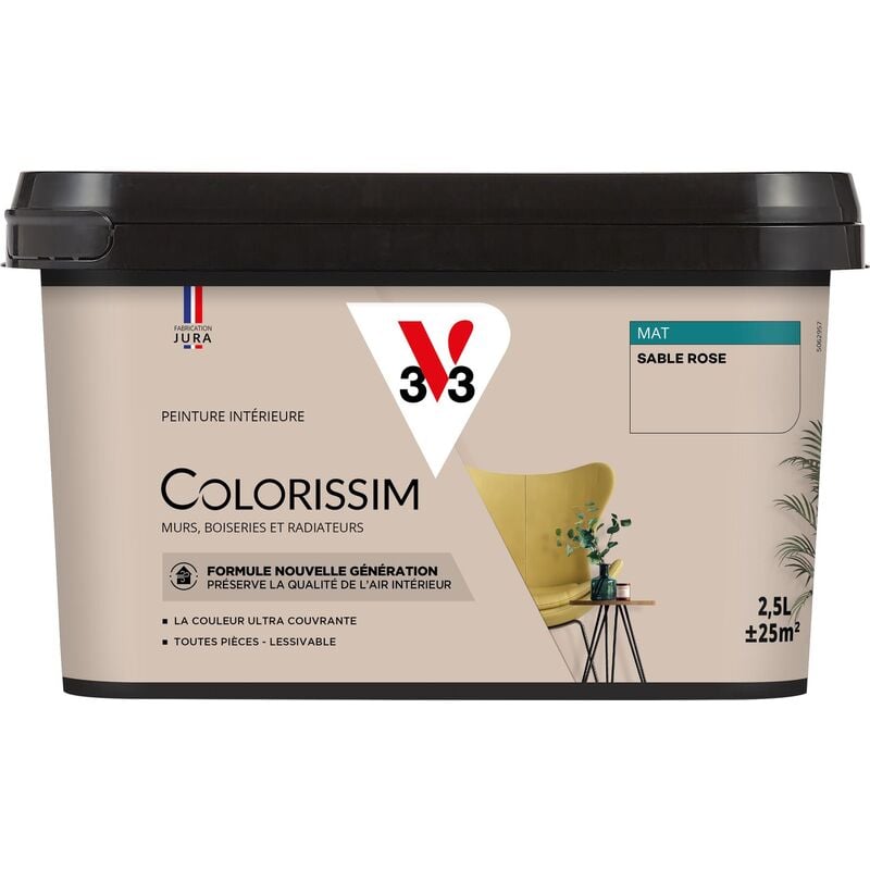 V33 - Peinture murale intérieure Colorissim® Sable rose Mat 2,5L