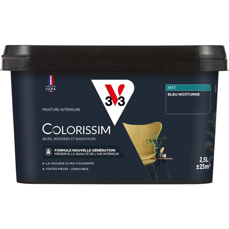 V33 - Peinture murale intérieure Colorissim® Bleu nocturne Mat 2,5L