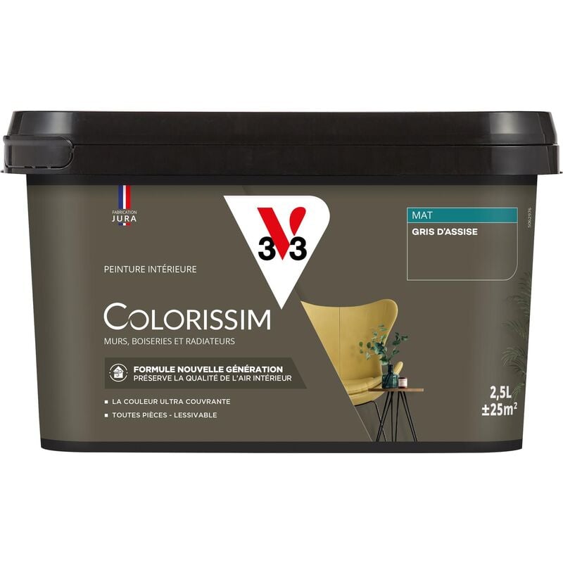 V33 - Peinture murale intérieure Colorissim® Gris d'Assise Mat 2,5L