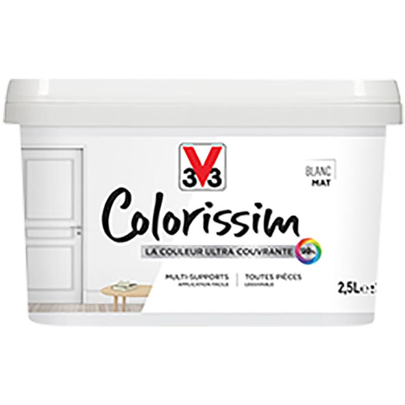 V33 - Peinture Multi-supports Colorissim Mat Blanc 2,5 l