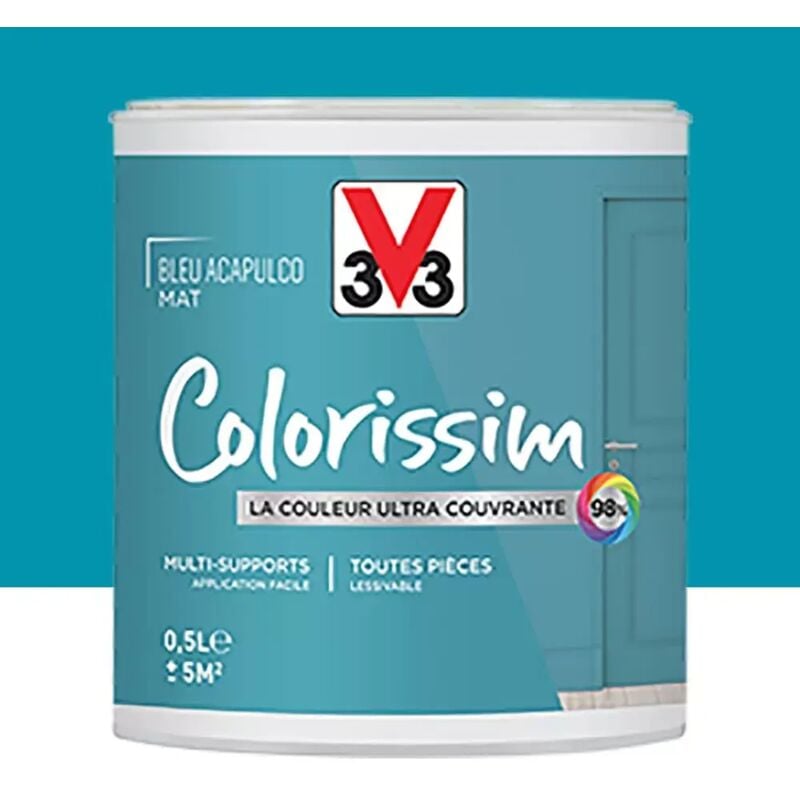 V33 - Peinture Multi-supports Colorissim Mat Bleu Acapulco 0,5 l