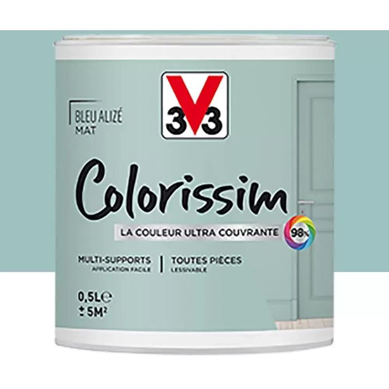 V33 - Peinture Multi-supports Colorissim Mat Bleu alizée 0,5 l